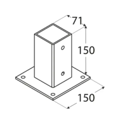 Suport de stalp tip P negru 71x150x1,8 mm PSP70C-48412 Domax