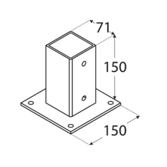 Suport stalp cu fixare in suruburi zincat 71x150x2 mm PSP70-4841 Domax