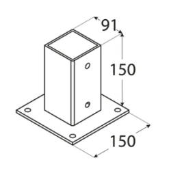 Suport stalp cu fixare in suruburi zincat 91x150x2 mm PSP90-4842 Domax