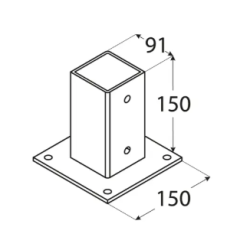 Suport de stalp tip P negru 91x150x1,8 mm PSP90C-48422 Domax