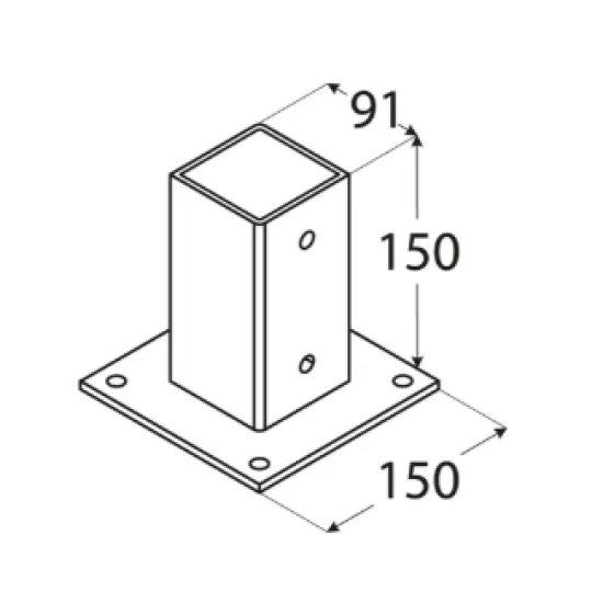 Suport stalp cu fixare in suruburi zincat 91x150x2 mm PSP90-4842 Domax