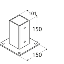 Suport de stalp tip P negru 101x150x2,0 mm PSP100C-48432 Domax