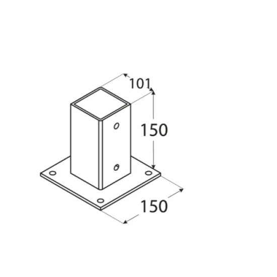 Suport de stalp tip P negru 101x150x2,0 mm PSP100C-48432 Domax