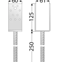 Suport stalp tip U clasic zincat 81x125x80x4,0 mm PSS80-4811 Domax