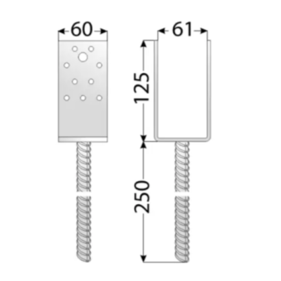 Suport stalp tip U clasic zincat 81x125x80x4,0 mm PSS80-4811 Domax