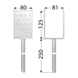 Suport stalp tip U clasic zincat 101x125x100x4,0 mm PSS100-4811 Domax