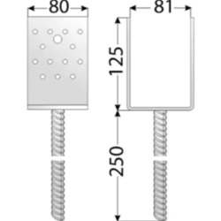 Suport stalp tip U clasic zincat 101x125x100x4,0 mm PSS100-4811 Domax