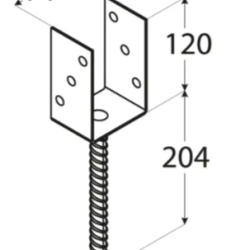 Suport stalp tip U clasic zincat 71x120x4 mm pentru stalp 70 mm PS70U-4802 Domax
