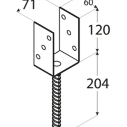 Suport stalp tip U negru 81x120x60x4,0 mm PS80UC-48022 Domax