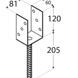 Suport stalp tip U negru 81x120x60x4,0 mm PS80UC-48032 Domax