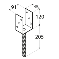 Suport stalp tip U clasic zincat 91x120x4 mm pentru stalp 90 mm PS90U-4804 Domax