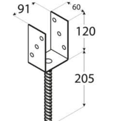 Suport stalp tip U negru 91x120x60x4,0 mm PS90UC-48042 Domax