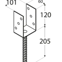 Suport stalp tip U negru 101x120x60x4,0 mm PS100UC-48052 Domax