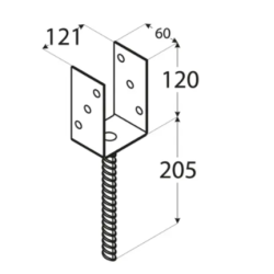Suport stalp tip U clasic zincat 121x120x4 mm pentru stalp 120 mm PS120U-4806 Domax