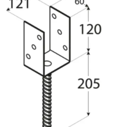 Suport stalp tip U clasic zincat 121x120x4 mm pentru stalp 120 mm PS120U-4806 Domax