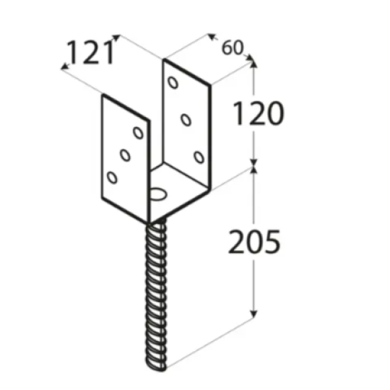 Suport stalp tip U clasic zincat 121x120x4 mm pentru stalp 120 mm PS120U-4806 Domax