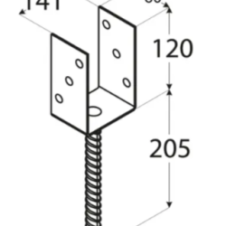 Suport stalp tip U clasic zincat 141x120x4 mm pentru stalp 140 mm PS140U-4808 Domax
