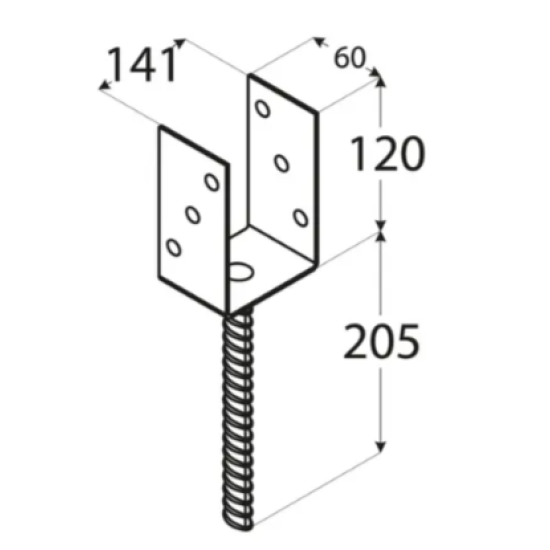 Suport stalp tip U clasic zincat 141x120x4 mm pentru stalp 140 mm PS140U-4808 Domax