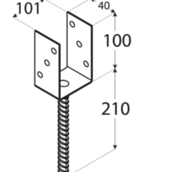 Suport stalp tip U negru 71x120x60x4,0 mm PS70UC-D4918 Domax