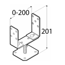 Suport stalp reglabil negru 60-200x136x4,0 mm PSRT60-200C-48862 Domax