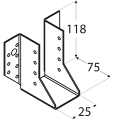 Papuc grinda tip A pentru constructii din lemn zincat 25x118x75x2,0 mm WB1-4501 Domax