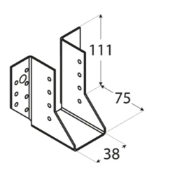 Papuc grinda tip A pentru constructii din lemn zincat 38x111x75x2,0 mm WB2-4502 Domax