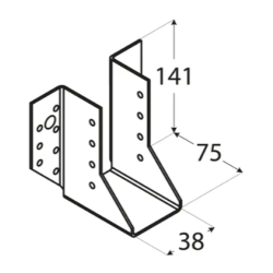 Papuc grinda tip A pentru constructii din lemn zincat 38x141x75x2,0 mm WB3-4503 Domax
