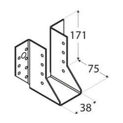 Papuc grinda tip A pentru constructii din lemn zincat 38x171x75x2,0 mm WB4-4504 Domax