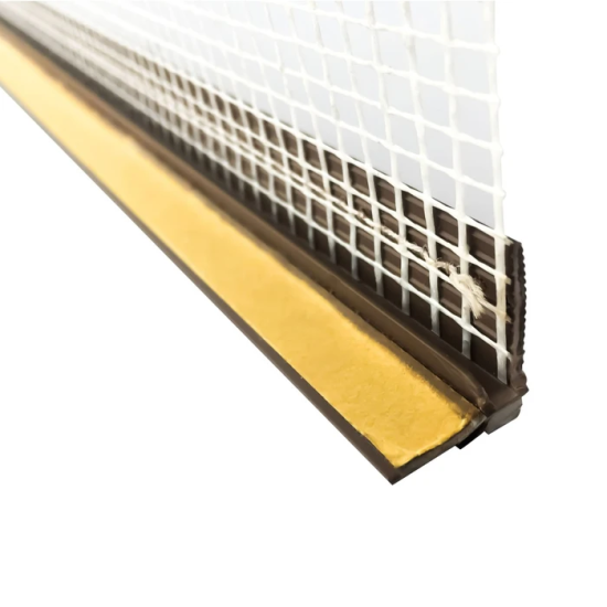 Profil de etansare pentru tamplarie din PVC cu plasa din fibra de sticla, maro, 23 23 mm, lungime 2.5 m