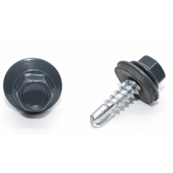 Surub autoforant, pentru lemn, cu cap hexagonal si saiba EPDM, 4.8x25mm RAL7024