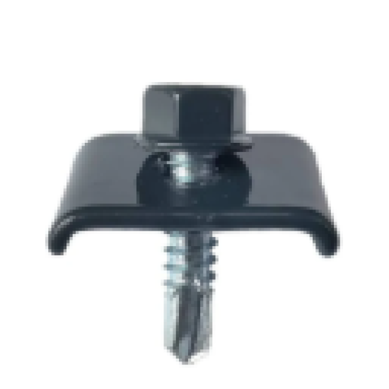 Clema prindere panou gard bordurat cu surub autoforant 6.3x25mm RAL7016