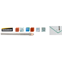 Burghiu cu coada cilindrica pentru sticla si ceramica Diager 10x80 mm, lungime de lucru 40 mm, BG10X80X40