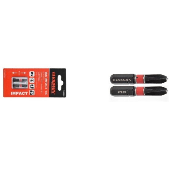 Set 2 biti Impact Phillips PH3 KRONUS 25 mm, DIN/ISO 1173