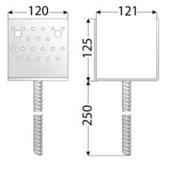 Suport stalp tip U clasic zincat 141x125x120x4,0 mm PSS140-4814 Domax
