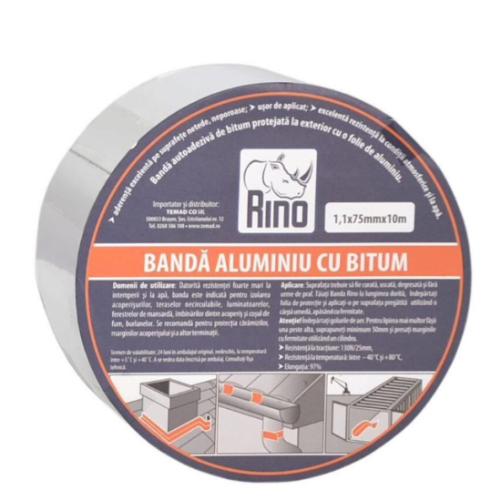 RINO Banda aluminiu cu bitum 1,2mmx200mmx10m
