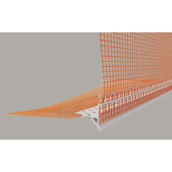 Profil de colt (coltar) cu picurator din PVC cu plasa din fibra de sticla 23 23 mm, plasa 100 100 mm, lungime 2.5 m