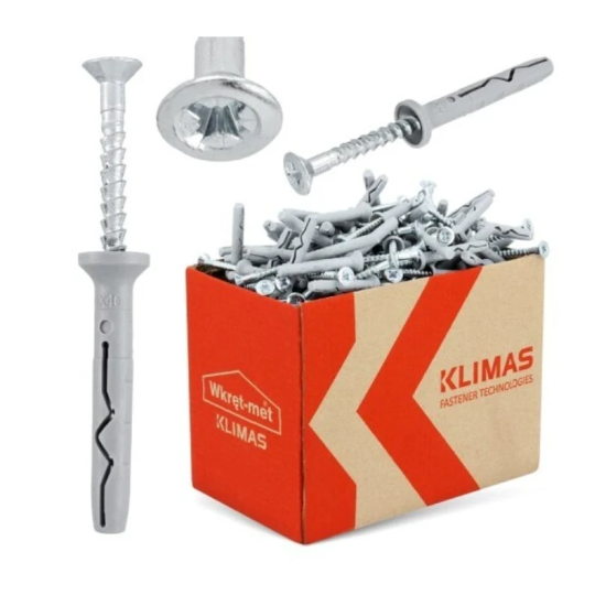 Diblu cu surub pentru montaj prin percutie Wkret-met Klimas 10 160 mm, pentru beton, BCA, caramida si gips-carton