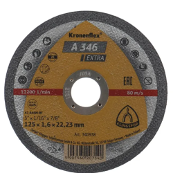 Disc de debitare Kronenflex A346 Extra pentru inox si otel, 125x1.6x22.23 mm, Klingspor A346125