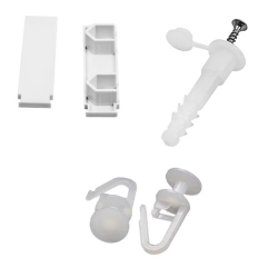 Accesorii pentru sina perdea economica 1.5 m (30 inele + 5 dibluri + 5 holsuruburi + 2 capete de capat)