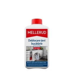 Soluție concentrată pentru deblocarea țevilor din bucătărie, cu clor activ, MELLERUD, 1L