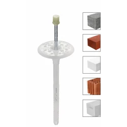 Diblu pentru polistiren cu cui metalic si cap din plastic, zona mare de expandare, LFMG 10x140 mm, LFMG10140
