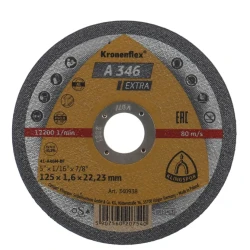 Disc de debitare Kronenflex A346 Extra pentru inox si otel, 125X1.6X22.23 mm, Klingspor A346125