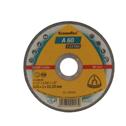Disc de debitare Kronenflex A60 Extra pentru inox si metal universal, cu bavuri reduse, 115X1X22.23 mm, Klingspor A60115