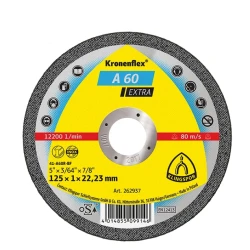Disc de debitare Kronenflex A60 Extra pentru inox si metal universal, cu bavuri reduse, 125X1X22.23 mm, Klingspor A60125