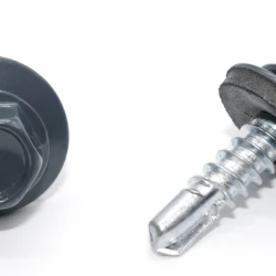 Surub autoforant, pentru lemn, cu cap hexagonal si saiba EPDM, 4.8X25mm RAL7024