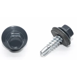 Surub autoforant, pentru lemn, cu cap hexagonal si saiba EPDM, 4.8X25mm RAL7024