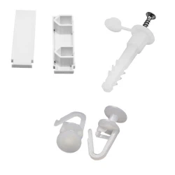 Accesorii pentru sina perdea economica 1.5 m (30 inele + 5 dibluri + 5 holsuruburi + 2 capete de capat)