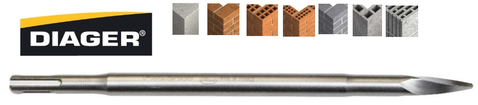 Dalta SDS-Plus cu varf ascutit elicoidal Diager 12x250 mm, SPSDS12X250