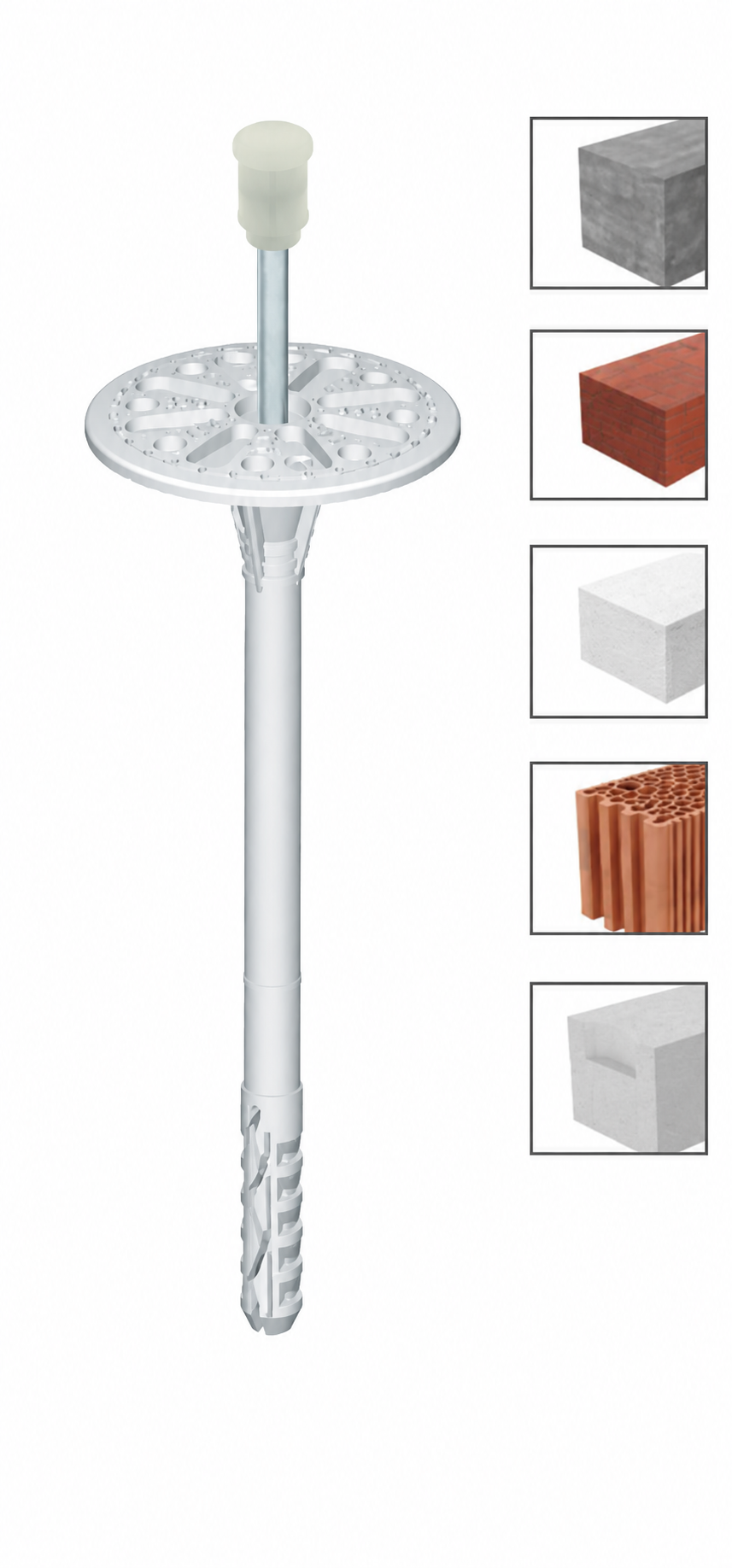 Diblu pentru polistiren cu cui metalic si cap din plastic, LMX 10x200 mm, flansa 60 mm, Klimas Wkret-met LMX10200