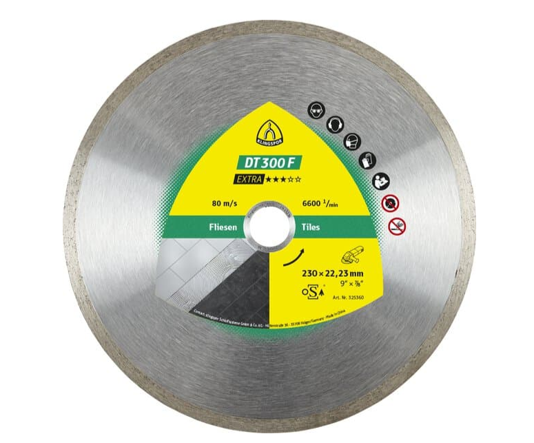 Disc diamantat de debitare DT300 F Extra pentru gresie, faianta si teracota, 115X22.23 mm, Klingspor DK115F